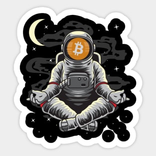 Astronaut Yoga BitCoin BTC To The Moon Crypto Token Cryptocurrency Wallet Birthday Gift For Men Women Kids Sticker